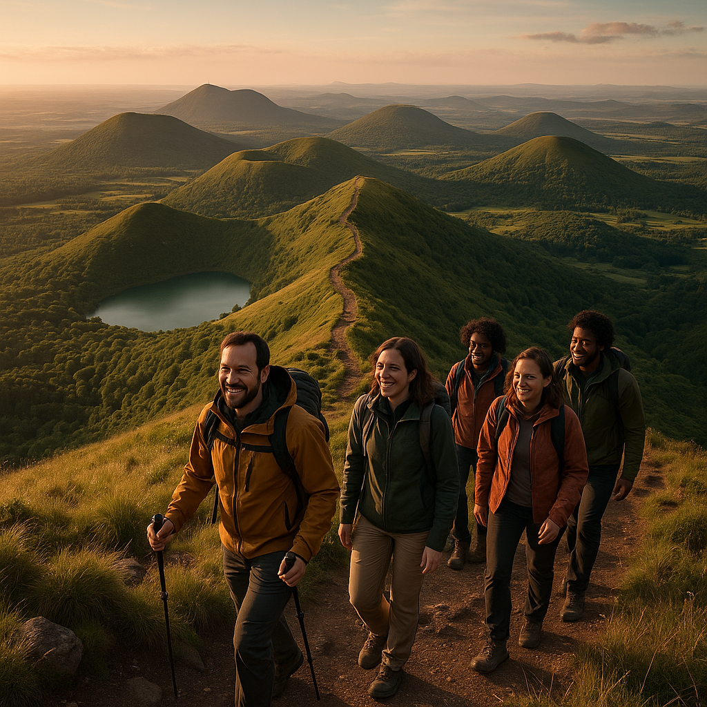 Volcans d'Auvergne entre célibataires : crêtes et lacs de cratère